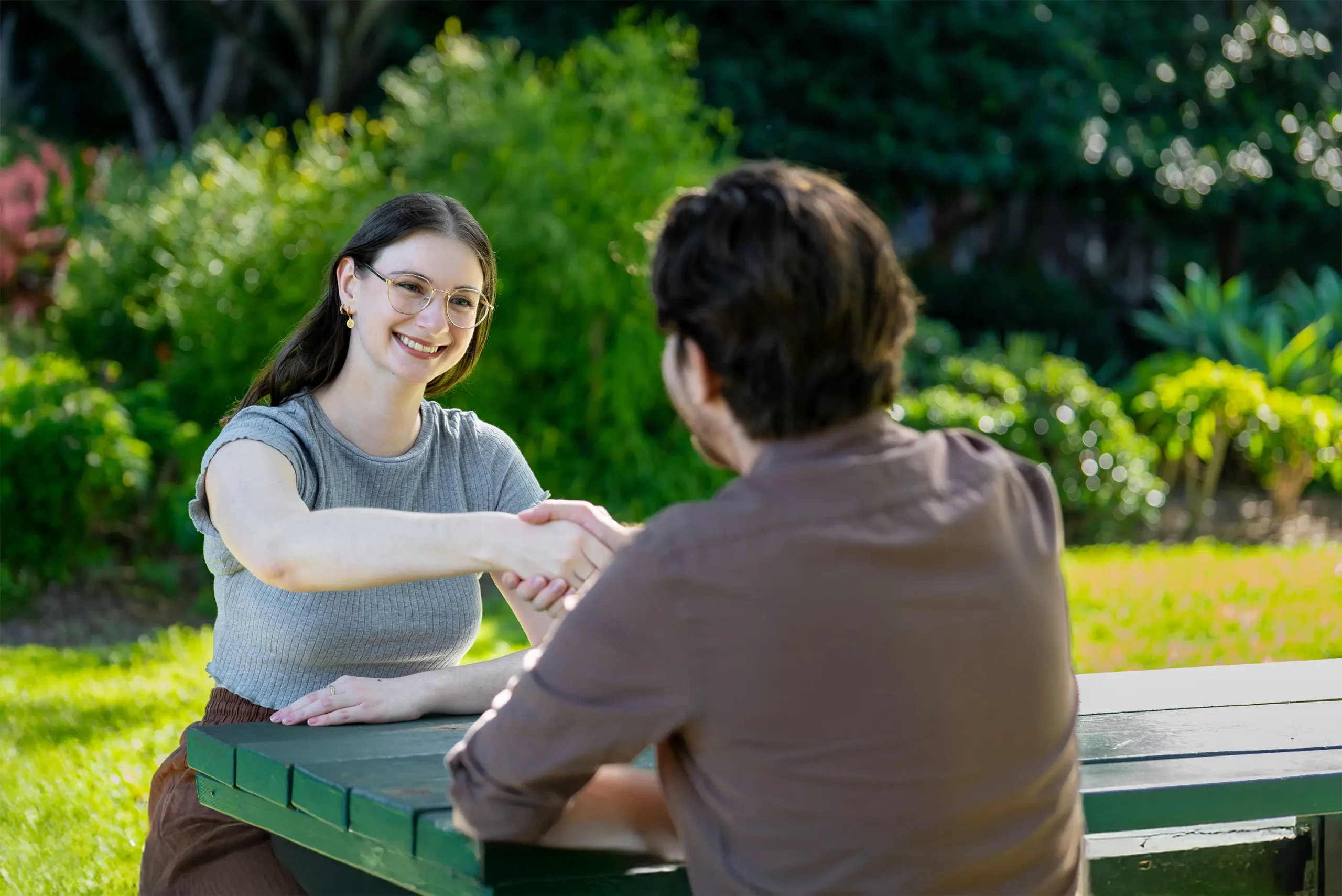 Talking with client, handshake